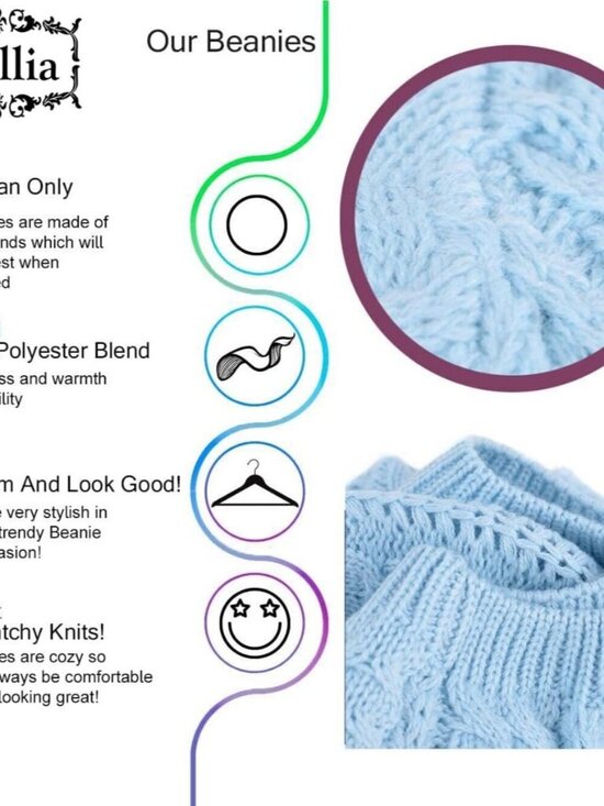 Women\'s Crochet Knitted Style Beanie Slouchy Hat Light Blue main image 7